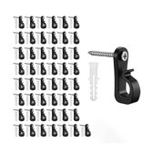 Schroefhaken - 50 Stuks - Kerstverlichting Clips - Kunststof - Met Schroefbevestiging - Wandmontage - Buitenlamphaken - Schroefhaken Voor Ophanging - Buitenschroefhaak - Haak - Voor het ophangen van lichtsnoeren en tuindecoratie - 29mm - Zwart