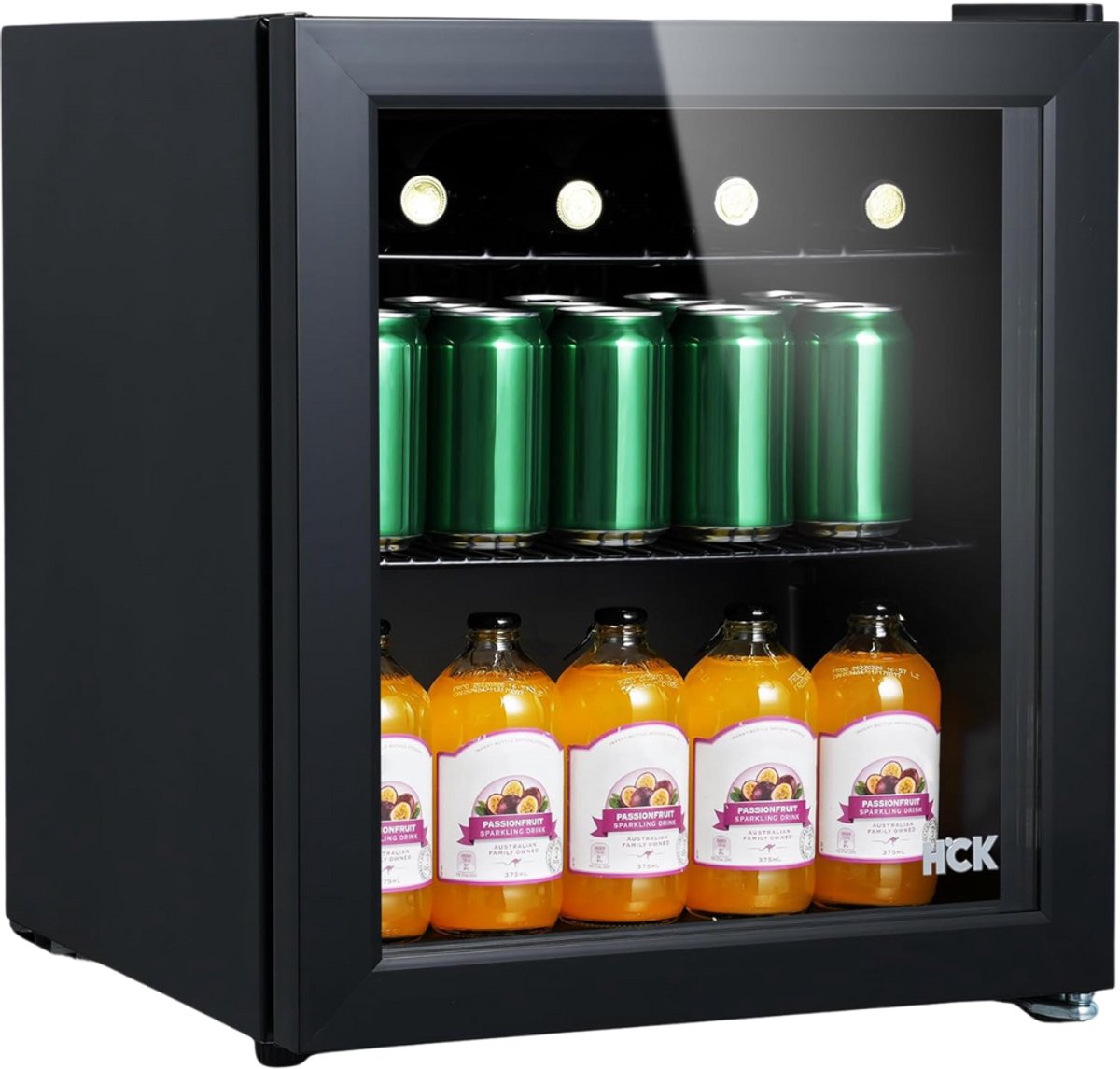 Aurixi® Professionele Horica Minibar Koeling – Wijnkoelkast 48L – Flessenkoelkast met Glazen Deur – Mini Koelkast met Glazen Deur – Kleine Drankenkoelkast – 2 Opslagniveaus – Minibar – Zwart – 48cm x 43cm x 51cm