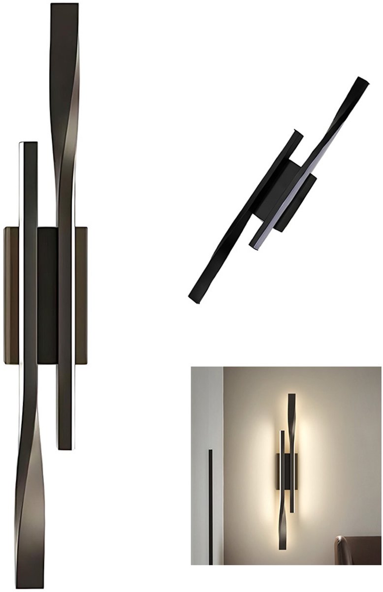 Modern LED Acryl - Wandlamp - 10W - 3000K - voor Slaapkamer, Woonkamer, Eetkamer, Gang en Trap - Zwart