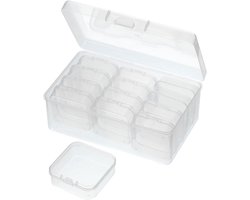 Nail Charm Organizer - 7x4.3x2.8 Inch - Craft Organizers - Storage Box Grids - Clear Plastic Bead Organizer - Art Crafts Jewelry Fishing Tools - Transparent