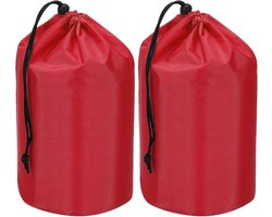 Stuff Sack - 2Pcs - 20x47cm - Waterproof Outdoor Storage Bag - Portable Drawstring Dust Flap Bag - Lightweight Sleeping Bag voor Camping Hiking en Travel - Rood