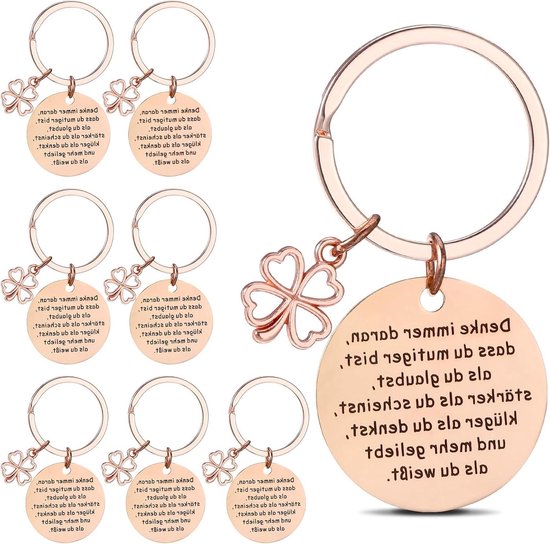 Geluksbrenger sleutelhanger met dank je cadeaus - Motivatiegeschenken - Opvrolijkend cadeau voor vrouwen - Verjaardag en kerstcadeaus - Roségoud