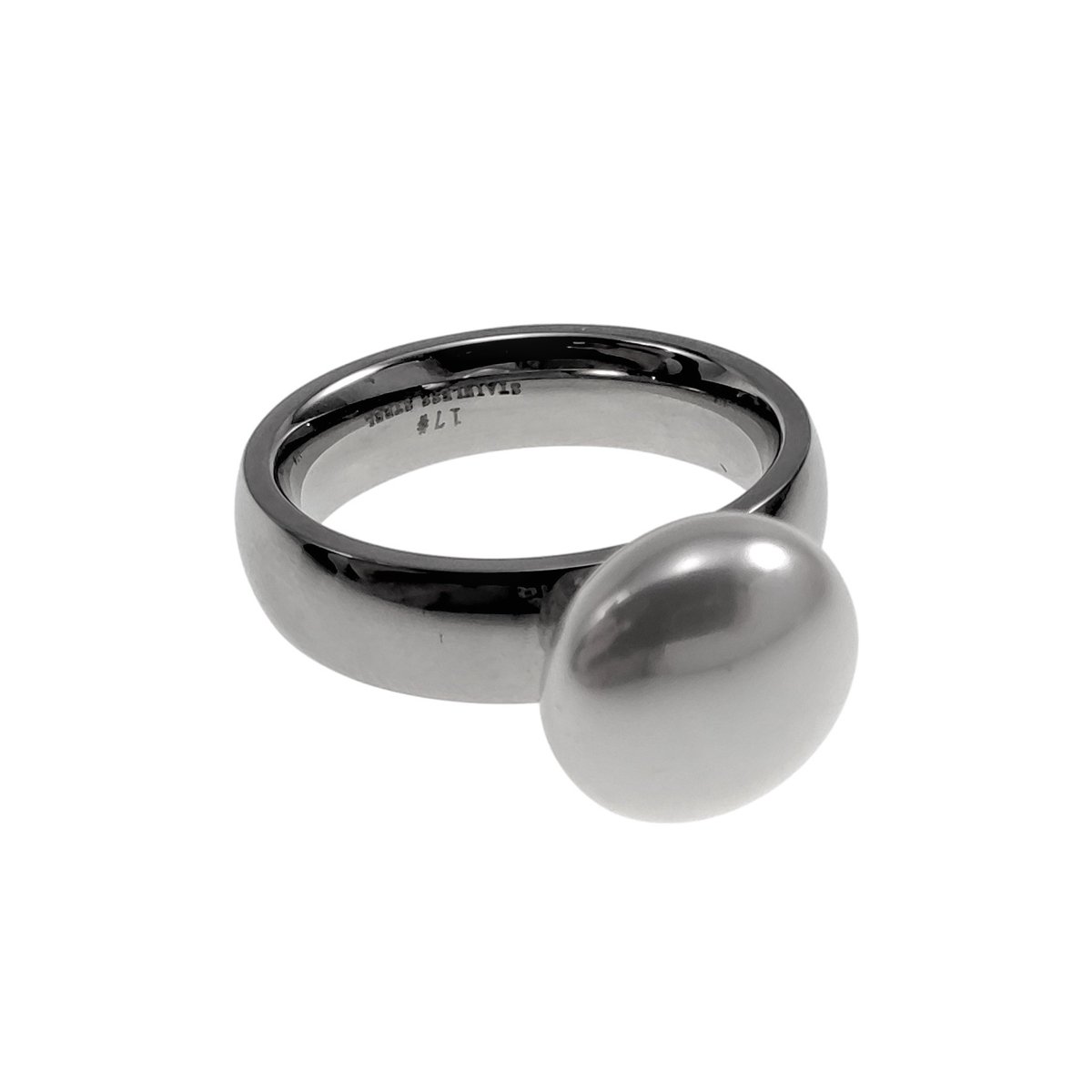 Ring met Witte Zoetwaterparel, Ring Dames, Gepolijst RVS