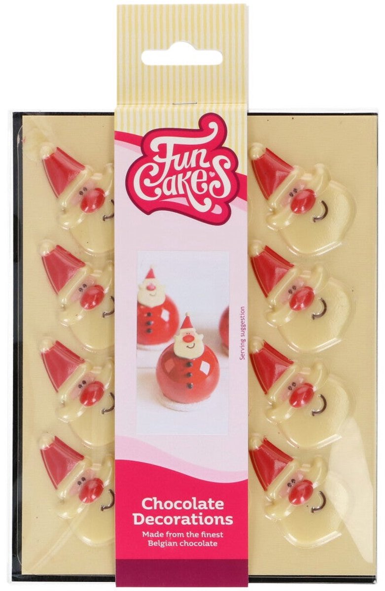FunCakes Chocolade Decoraties - Kerst - Kerstman - Set/12