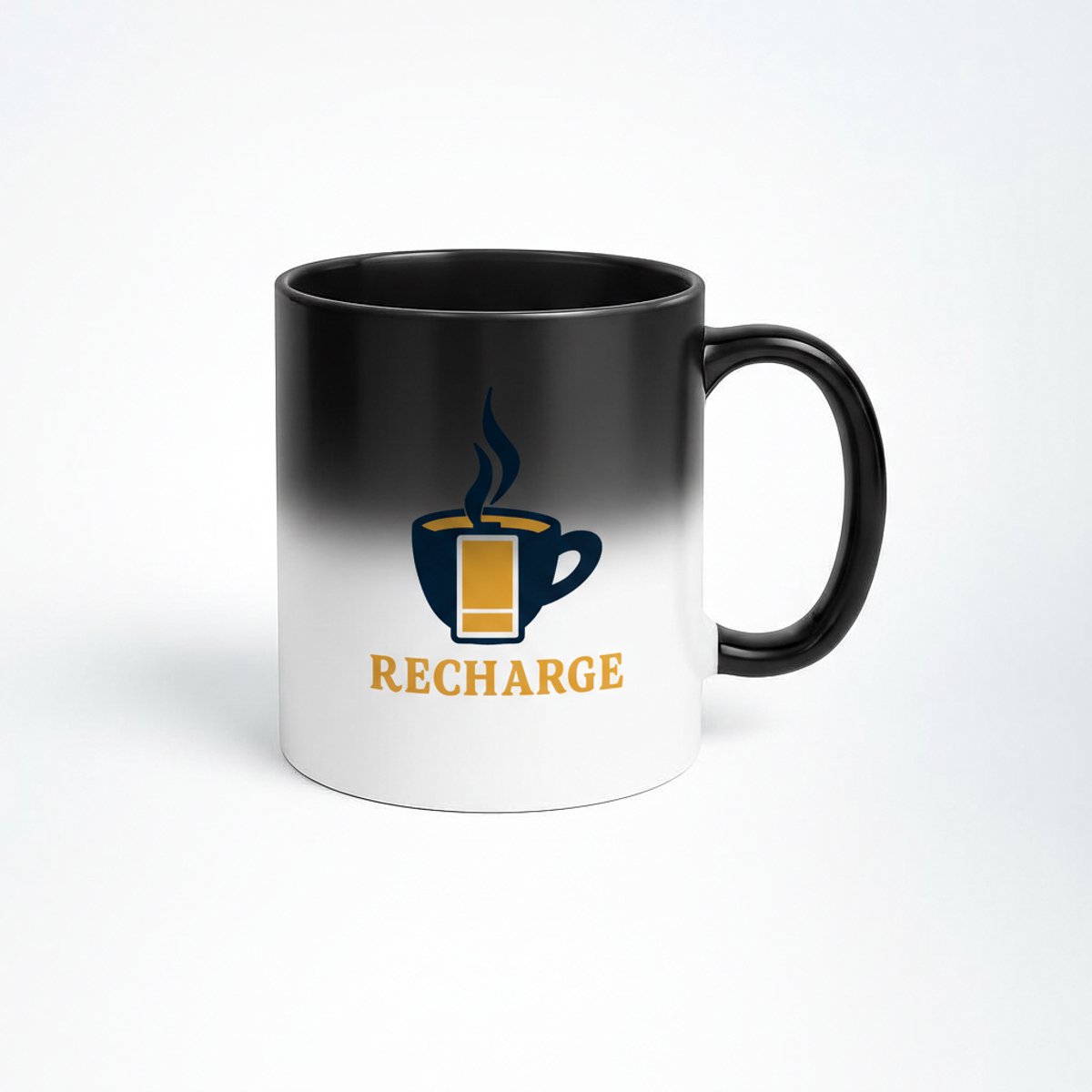 Magische Recharge Koffiemok - Zwart Thermisch Reactieve Mok met Batterij Ontwerp