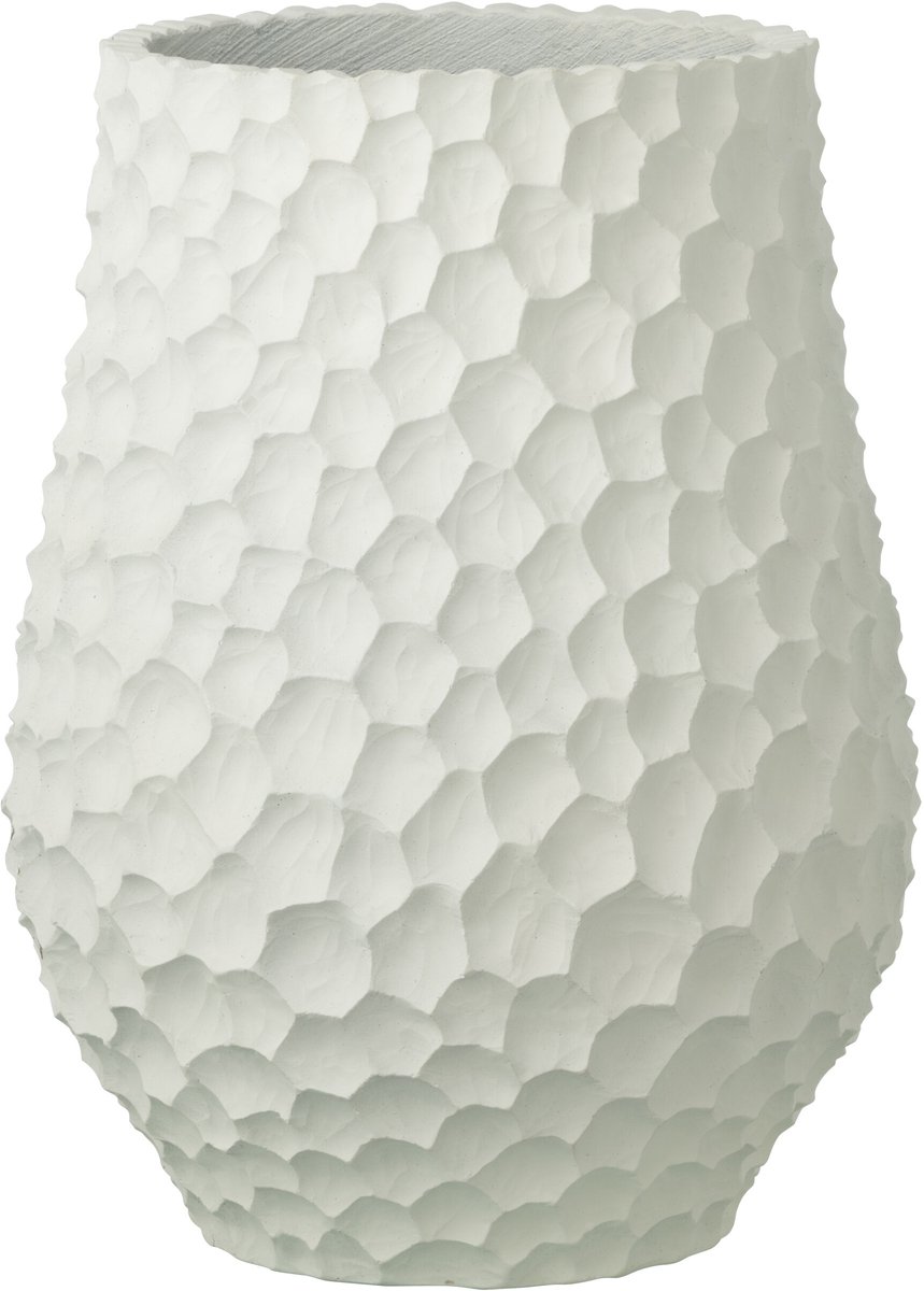 J-Line bloempot Inkepingen + Buiten zand - steen - wit - large
