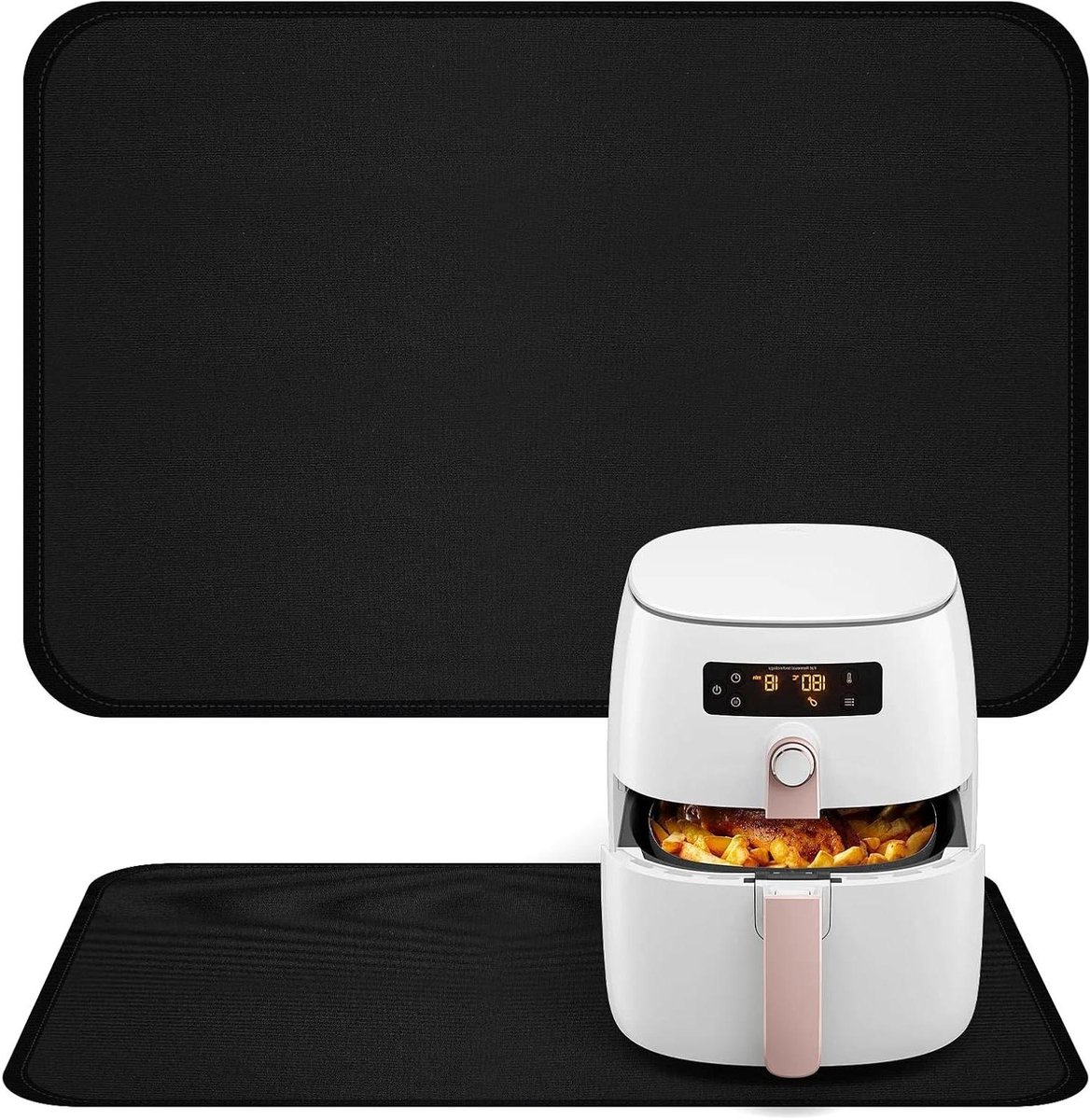 Hittebestendige siliconen onderlegger 46 x 38 cm voor tafelblad - Mat voor koffiezetapparaat, luchtfriteuse, magnetron - Vuurvaste onderlegger in zwart met verdikte laag