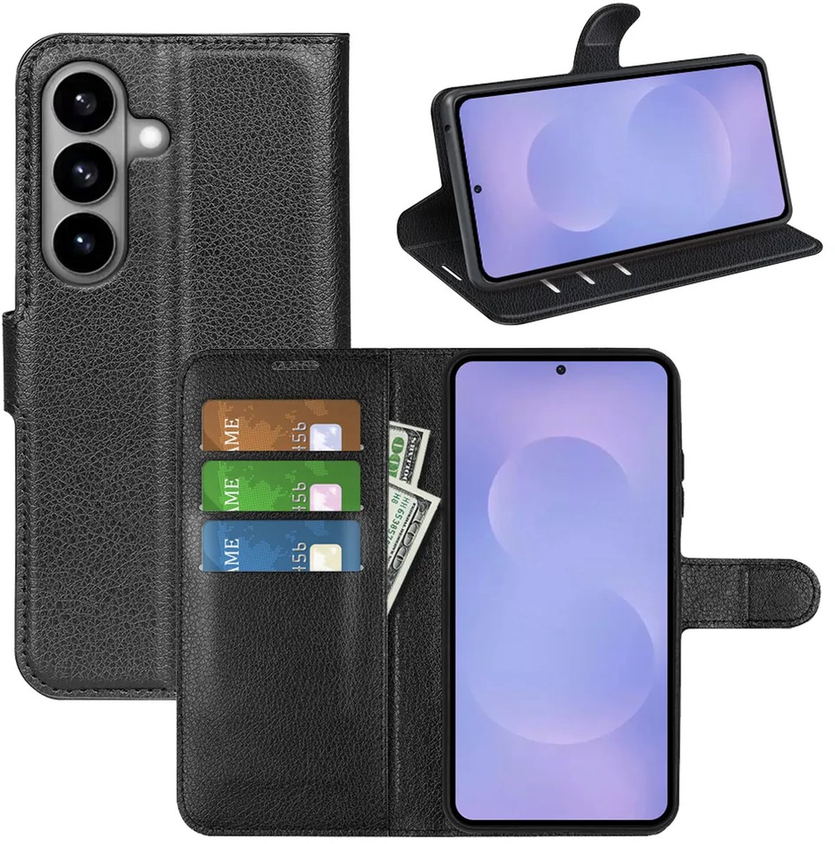 MobyDefend Hoesje - Geschikt voor Samsung Galaxy S26 - Kunstleren Wallet Book Case (Sluiting Voorkant) - Zwart