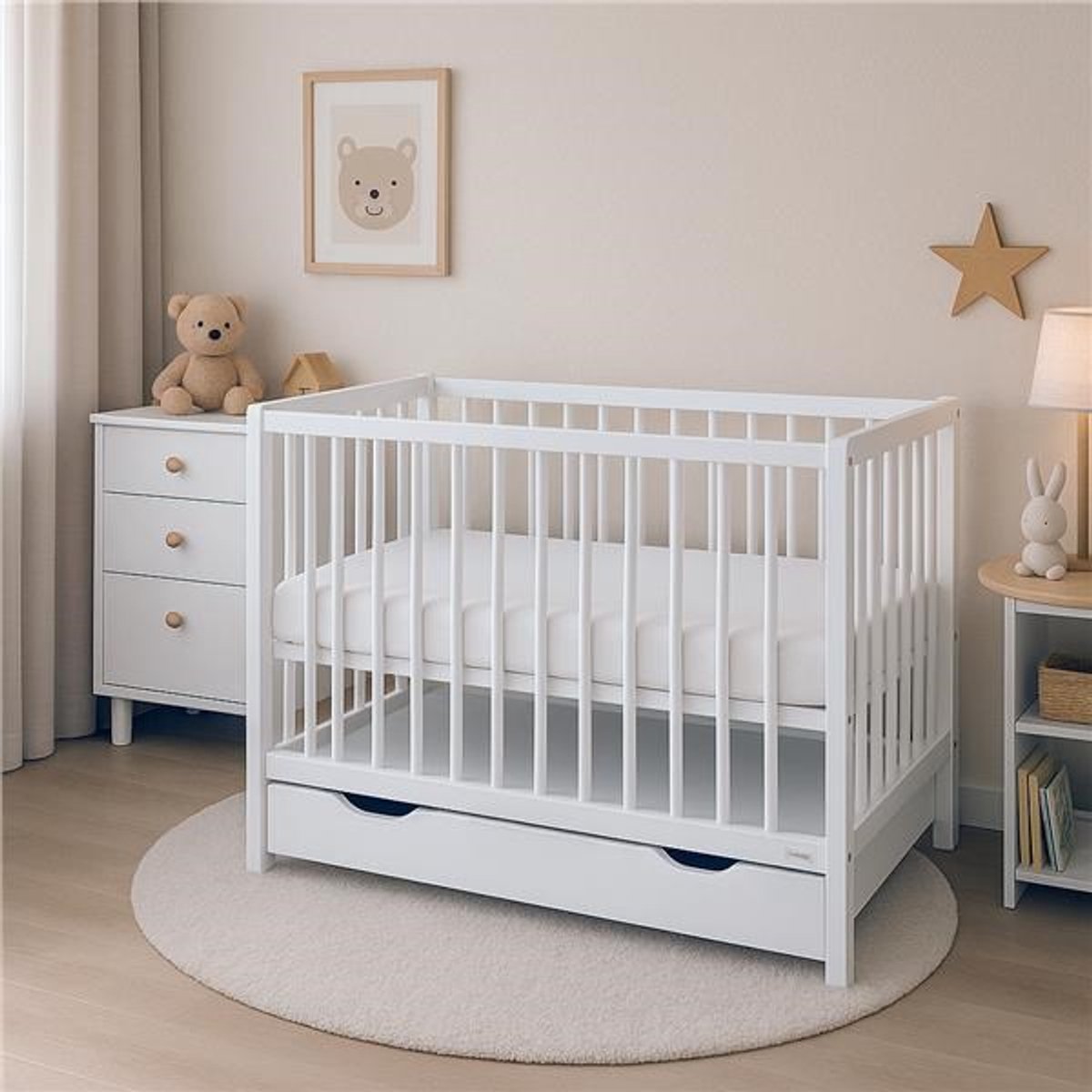 New Baby BASIC babybed met lade 120x60 cm wit - Ledikant