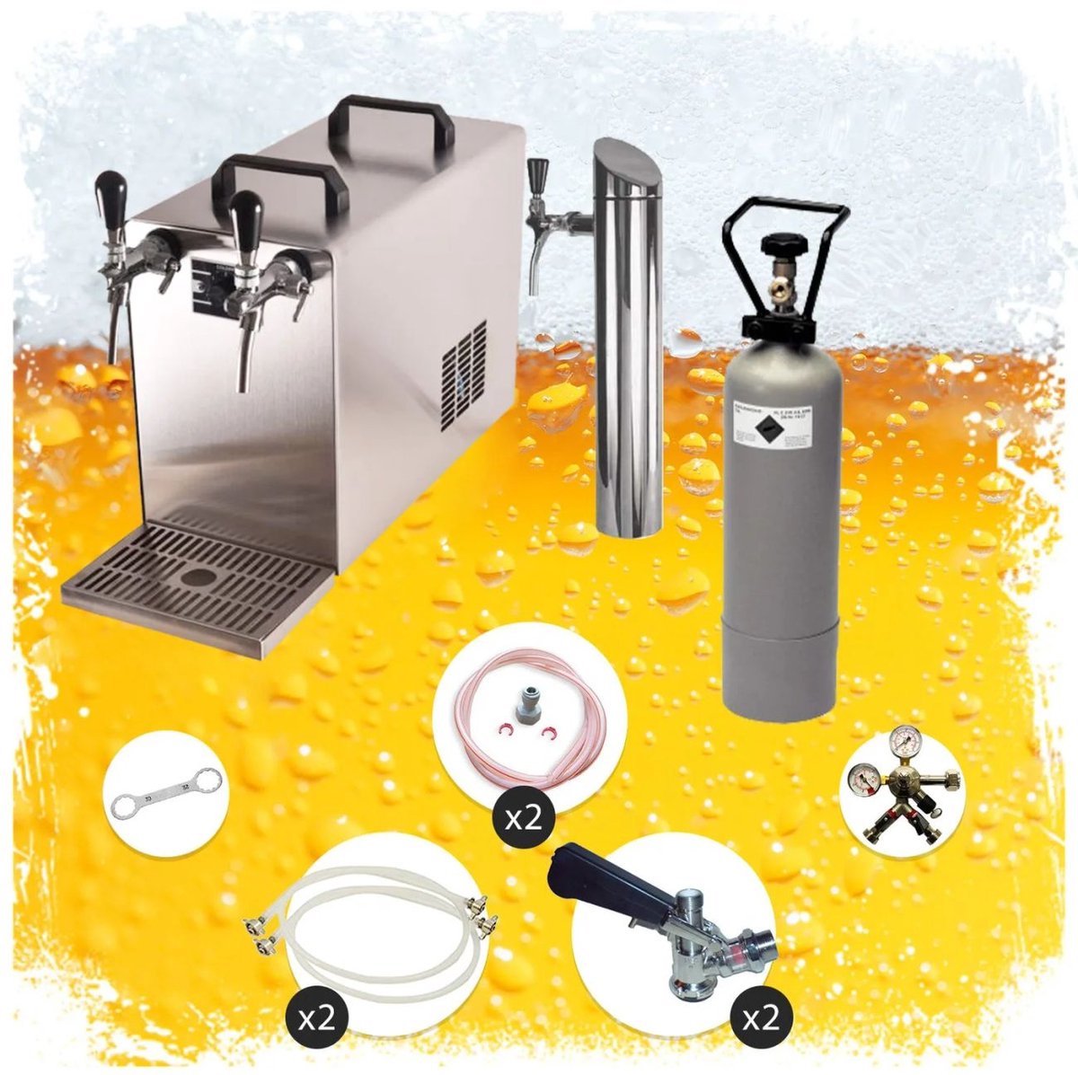 Onderkast biertap complete set STREAM 50 met 2-rijige droogkoeler - tot 55 l/uur