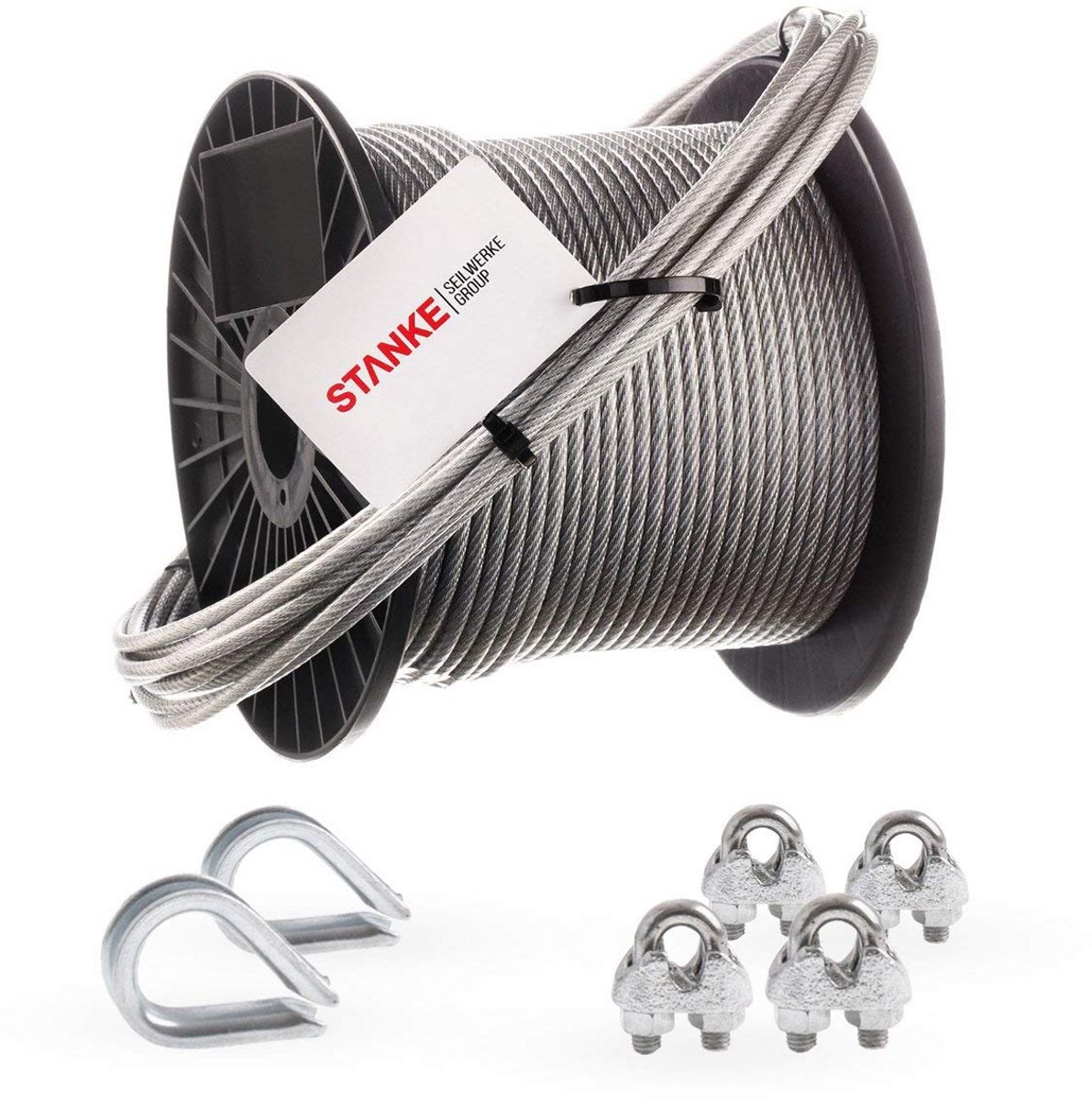Gegalvaniseerd Staalkabel met PVC-Coating 10m - 6mm Diameter - Inclusief Klemmen en Vingerhoeden