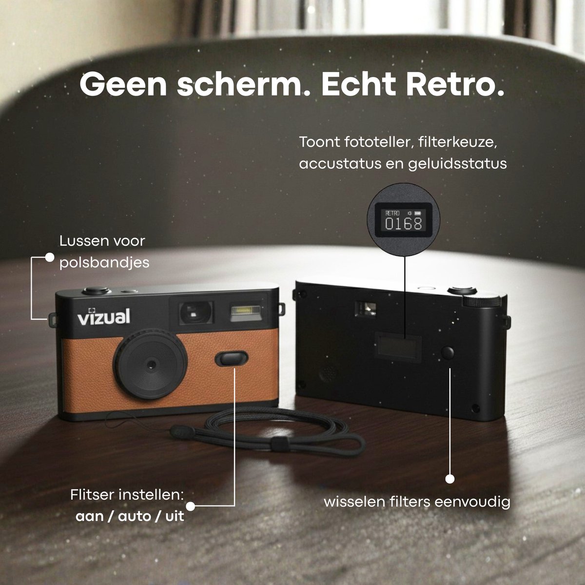 Vizual Retro Camera 12MP - 32GB SD kaart inbegrepen thumbnail 7