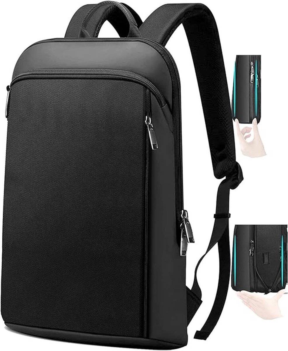 Stunq® Slanke Laptoprugzak - Uitbreidbare Capaciteit - Antidiefstal Zakelijke Reisrugzak