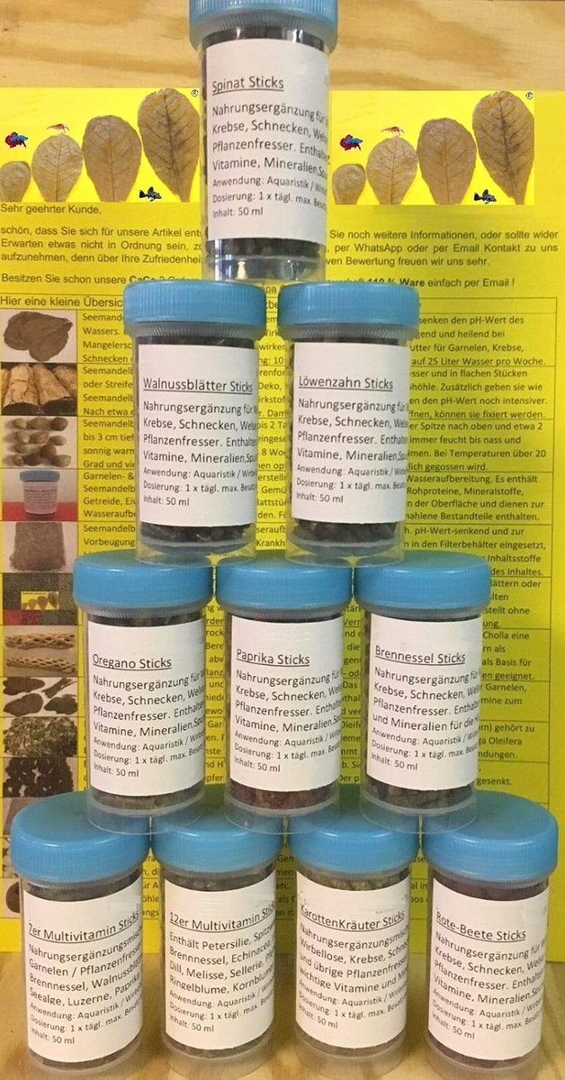 Voedersticks 100ml voor Garnalen, Slakken en Rivierkreeften met Paprika