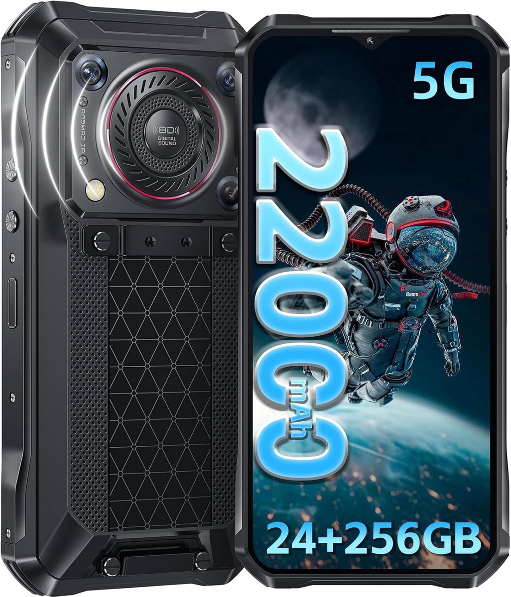 Onbreekbare Smartphone Android 13 met 22000 mAh Batterij en 256GB Opslag