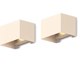 Calex Venice Wandlamp - Buiten & Binnen - Warm Wit up & down Licht - verstelbare Lichtstraal - Waterdicht - Zandkleur - 2-pack
