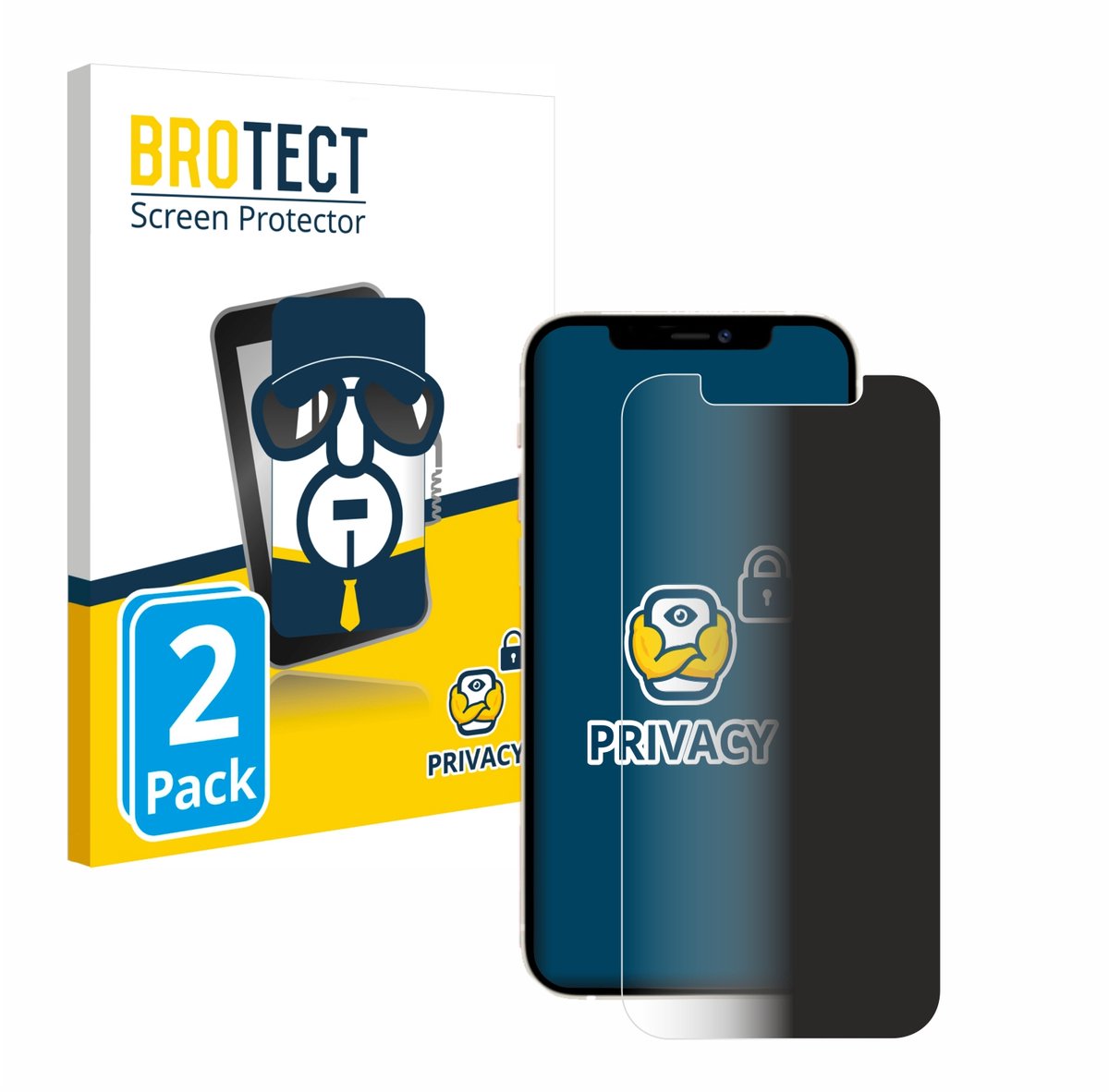 BROTECT - privacy screenprotector voor Apple iPhone 12 / 12 Pro - Folie Beschermfolie Blauwlichtfilter 2 Stuks