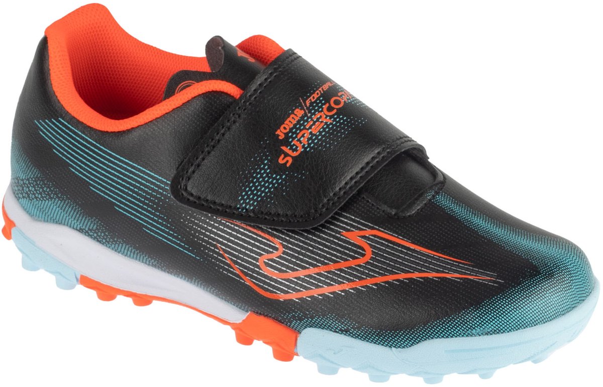 Zwarte Joma Super Copa Jr 26 SUJS TF voetbalschoenen voor jongens, maat 31, met synthetisch leren bovenwerk en klittenband...