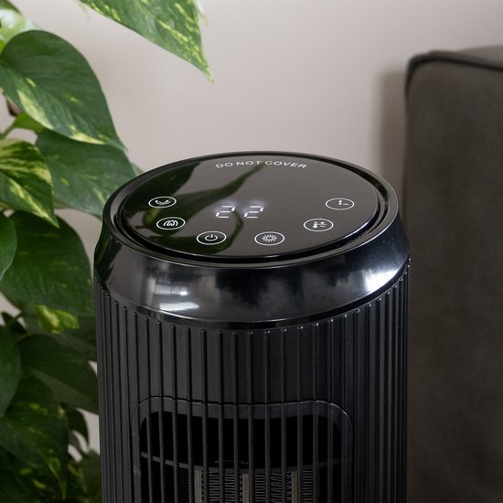BREND BR-2222 Tour de Chauffage Électrique avec Flammes - Cheminée Décorative Autoportante - Fonction Ventilateur, Oscillation et Thermostat 18 à 45 °C - Zwart