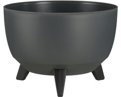 Mica Decorations Doppio Plantenbak op Poten - 18,5 x Ø33 cm - Plantenbakken voor Buiten - Bloembakken voor Balkon - Gerecycled Plastic - Antraciet