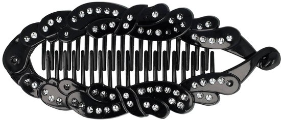 Accessoires cheveux Barrette Pince banane 14cm - Forme fantaisie - Pince queue - Pierres glitter - Noir - Pince cheveux - Pince queue longue - Banana Clip - Hair Clip - Accessoire cheveux décoratif