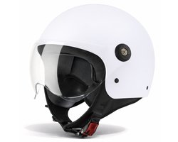 VINZ Duoro Jethelm met Vizier - Scooterhelm & Motorhelm & Brommerhelm & Snorfietshelm - Voor Dames & Heren - ECE 22.06 goedgekeurd - Lichtgewicht - Inclusief Opbergzak - Wit - M