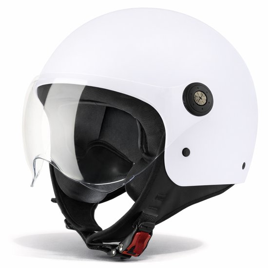 VINZ Duoro Jethelm met Vizier - Helm Scooter, Motor, Brommer, Snorfiets - Voor Dames & Heren - Wit - M