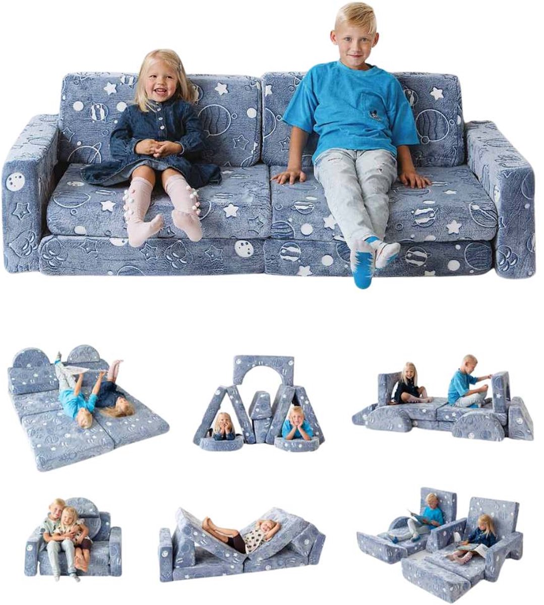 Kids Sofa Set - 10-Delig - Multifunctioneel - Ruimtebesparend - Afneembare en Wasbare Hoezen - Veilig en Duurzaam