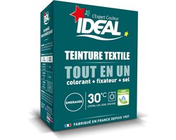 IDEAL All in One Textile Dye 230g Emerald – Complete Textielverf met Fixatief & Zout – Diep Smaragdgroen – Voor Katoen, Linnen & Viscose – 40°C – Made in France