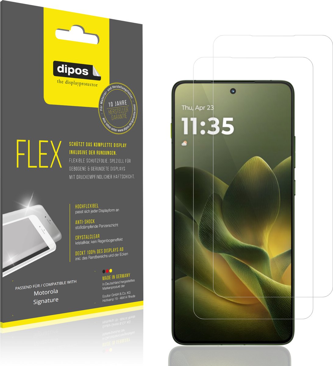 dipos – 2x Beschermfolie geschikt voor Motorola Signature | 3D Full Cover Screenprotector | 100% Passend
