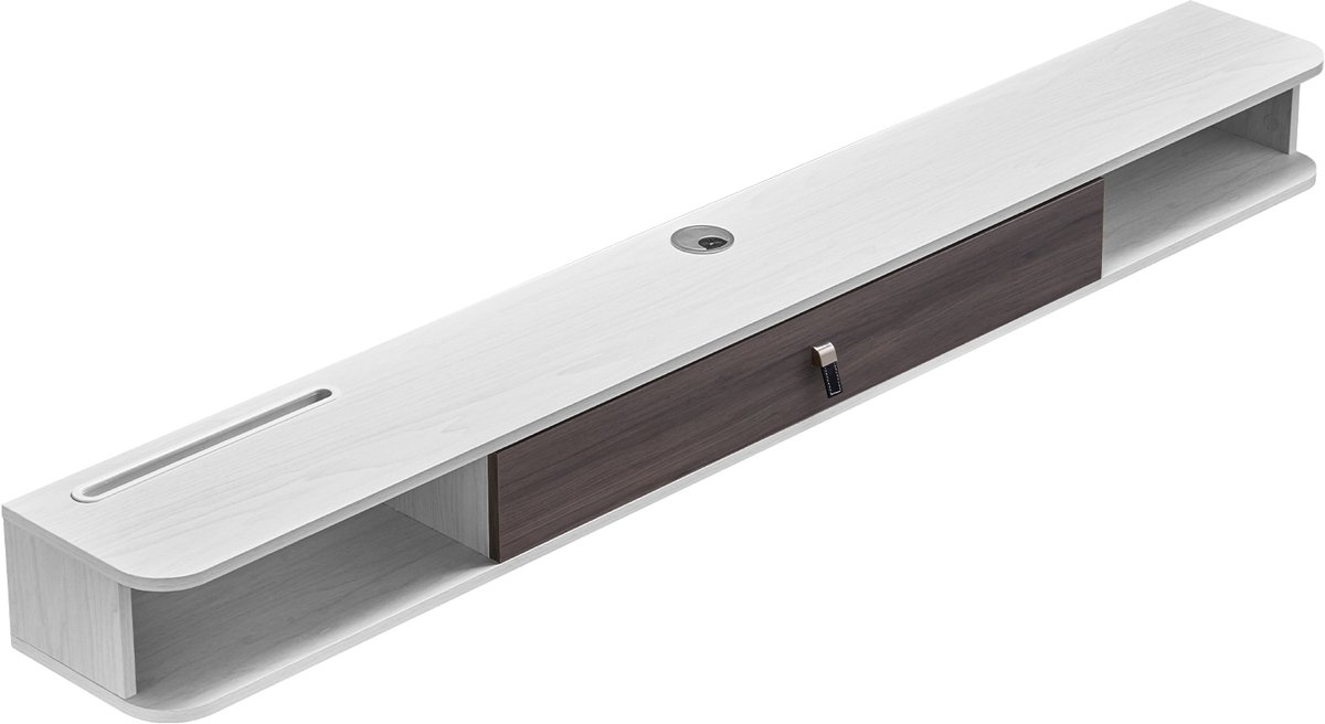 VEVOR TV-meubel met Kabelgat, Hangend TV-meubel, Wandmontage, Wit, 180cm
