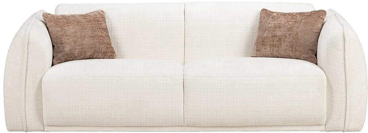 Vente-unique Tweezitsbank in beige chenillestof JUNETI