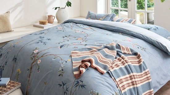 Pip Studio Bamboo Blossom dekbedovertrek - Eenpersoons - 140 x 200/220 cm - Licht blauw