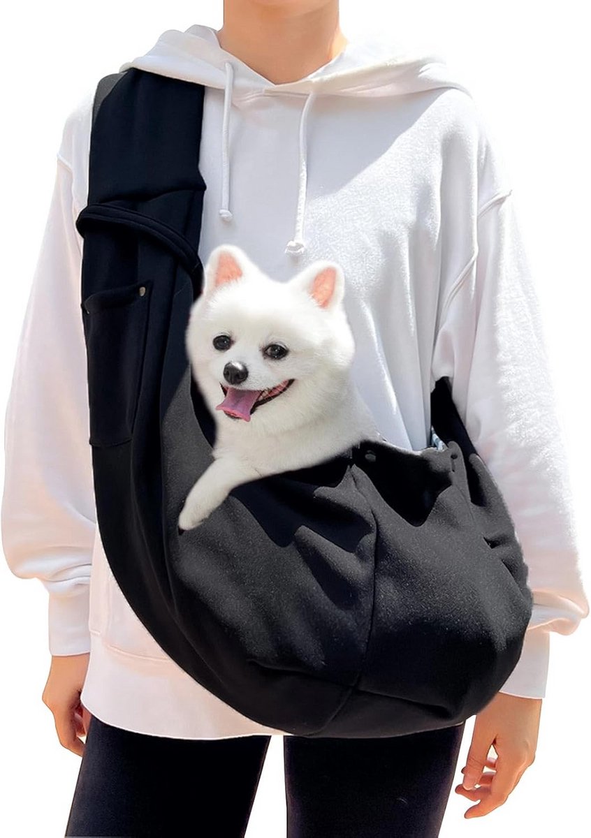 Comfortabele Draagdoek voor Hond en Kat tot 7,5 kg - Zwarte Schoudertas voor Huisdieren