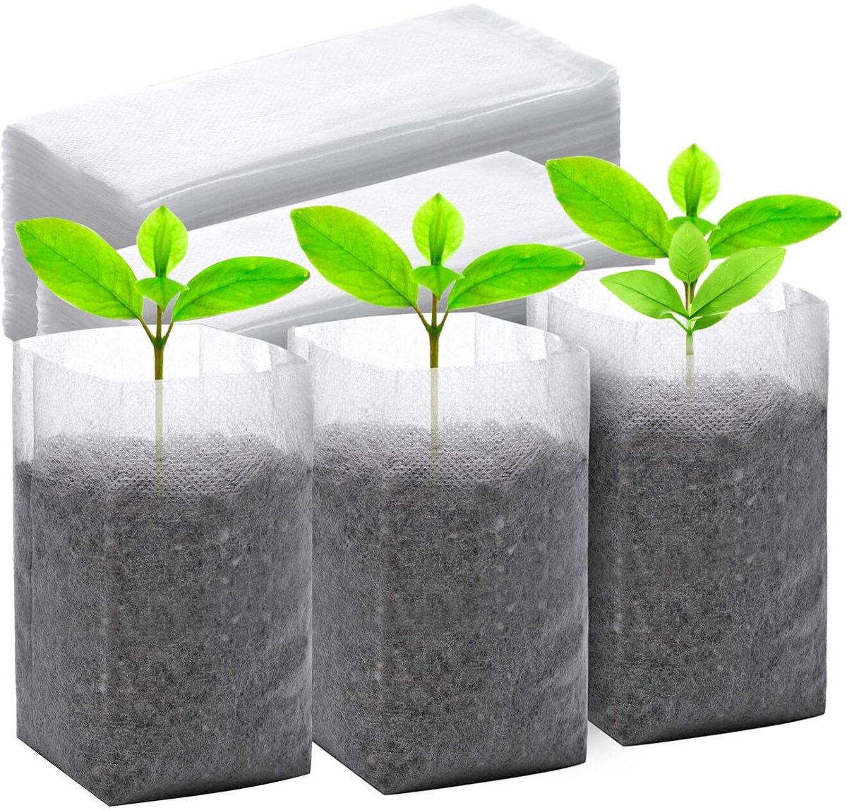 Zaadzakken - 200x Zaadzakken - Biologisch afbreekbaar - Bloempotten - Zaailingpotten - Biologisch afbreekbare plantzakken - Houd wortels gezond - Stekzakjes - Zaailing potjes - 9x10 (5 mm diameter x 7,5 mm hoogte na vulling met aarde)