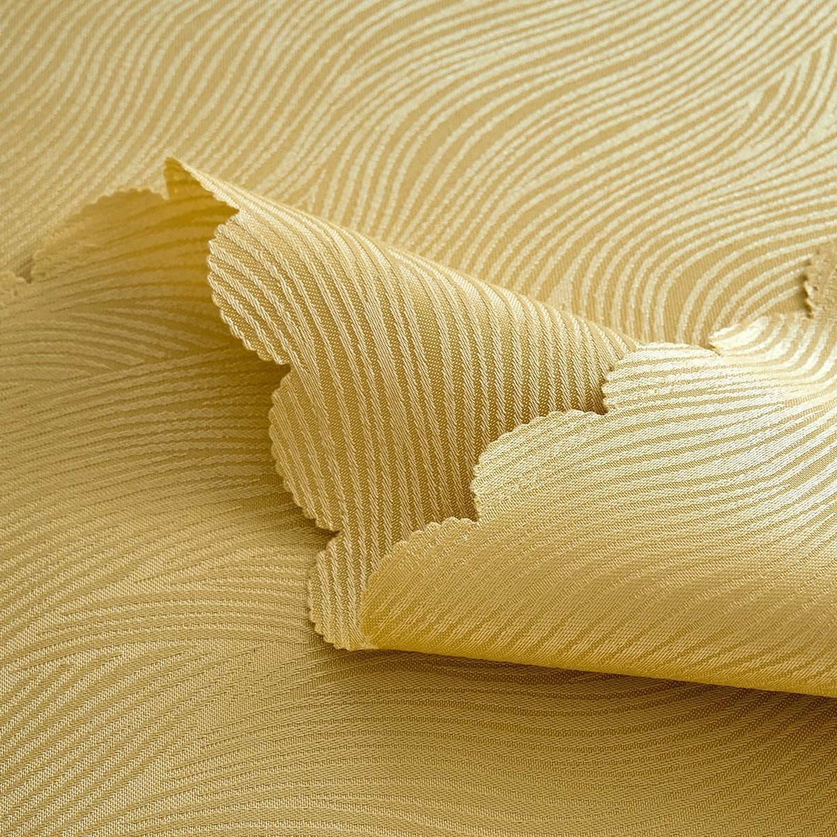 Rond Tafelkleed Jacquard 200cm Waterafstotend Zwaar Kwaliteit Zacht Geel