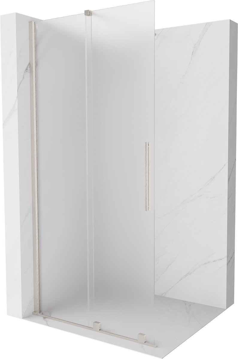 Mexen Velar schuifbare douchewand Walk-in 90 x 200 , matglas 8 mm, geborsteld nikkel - 871-090-000-33-97