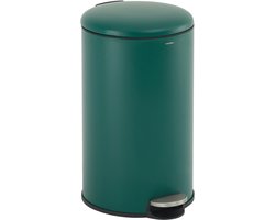 CASABEL 50L Keukenafvalbak - 100% roestvrij staal, vingerafdrukbestendig, ronde afvalbak met pedaal en deksel, groen