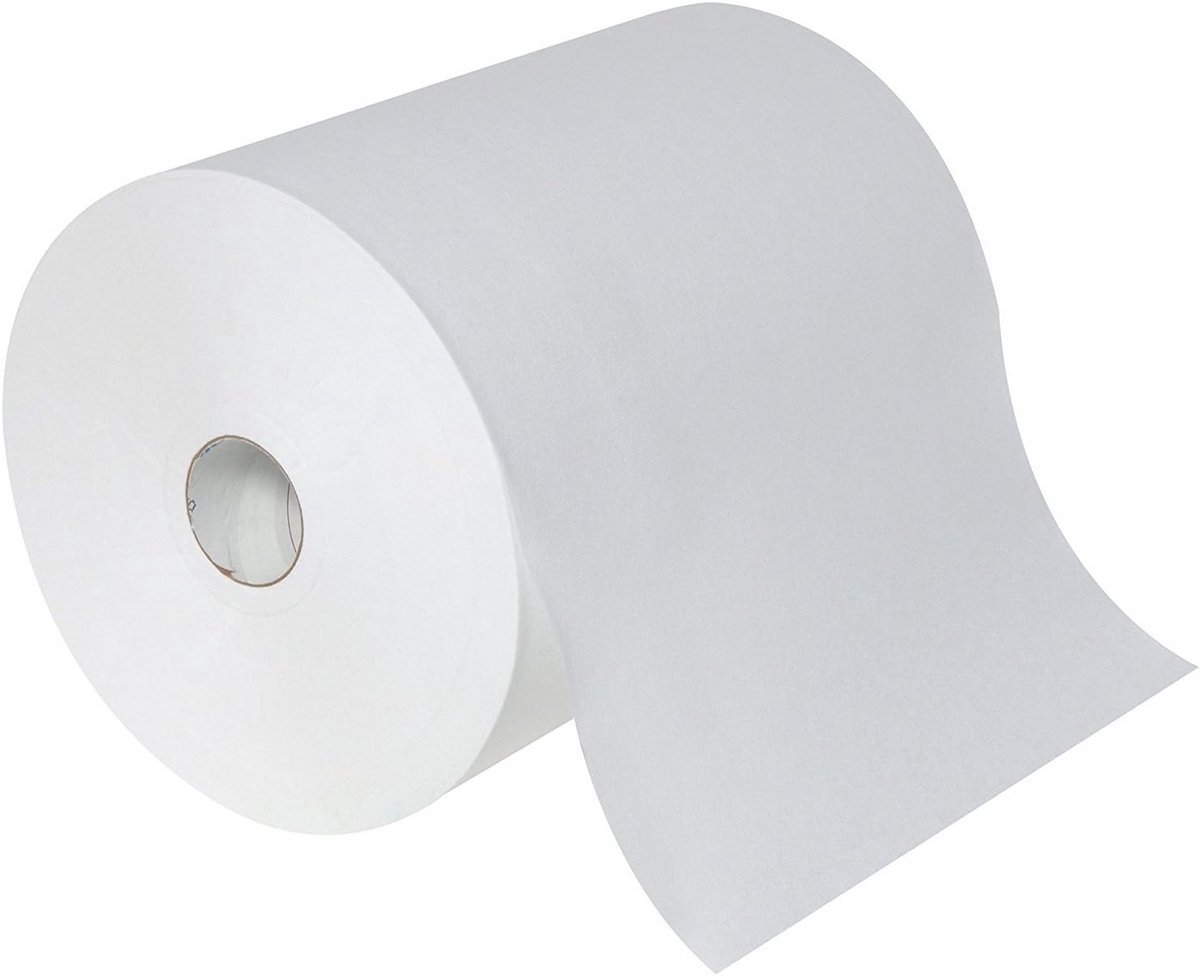 Papieren handdoeken 10" x 800' wit - polybag - 1 rol