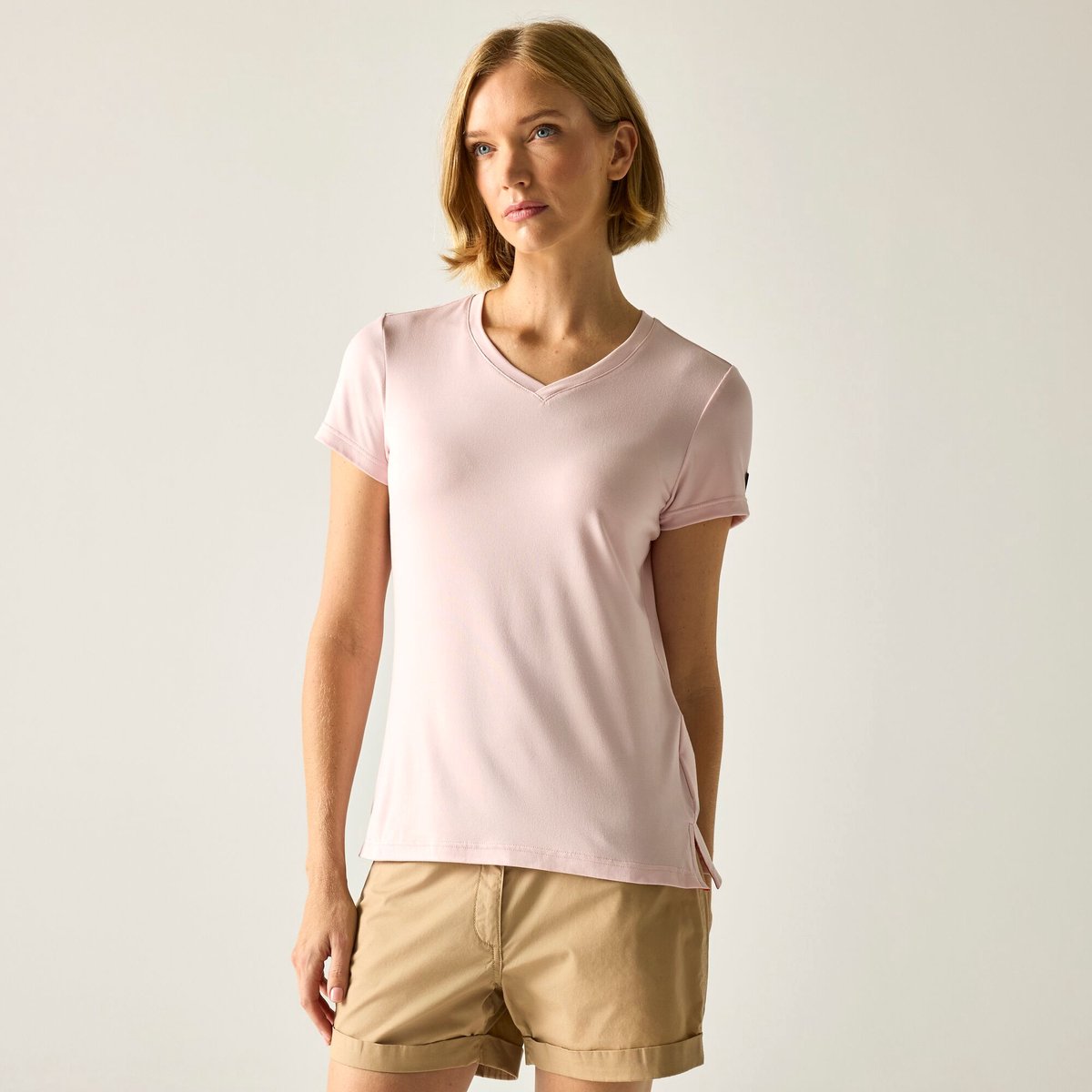 Dames Elkie T-shirt met V-hals en korte mouwen Roze