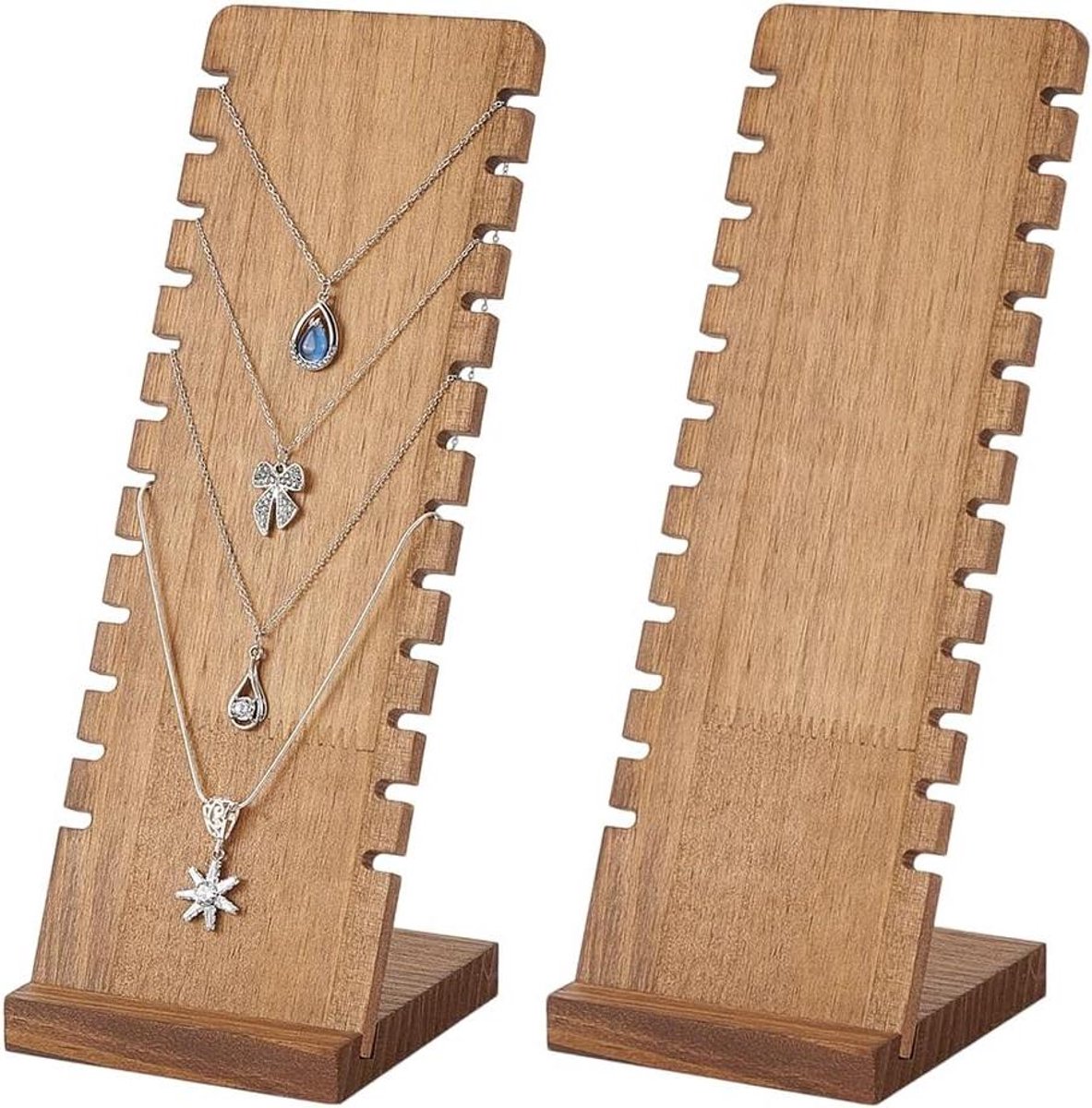 MK Stoer -12 Sleuven Ketting Display Stand - Hout - Ketting Houder - Ketting Displays Rack - Sieraden Stands - Tafelblad Display Boards voor Leverancier Retail Verkoop - Kettingen Showcase Opslag Organizer