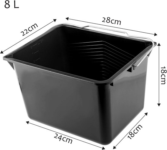 Kunststof Verfemmer met Metalen Handvat, 8 Liter, Rechthoekig, Stabiel