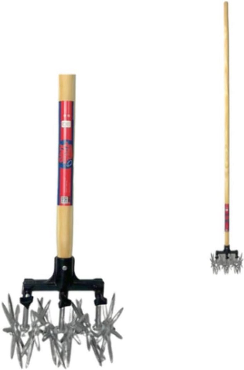 Rolcultivator met Houten Steel - 150 cm Lengte - Aandrukrol voor Tuin en Gazon