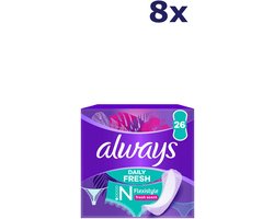 8x Always Daily Fresh - Slim Flexistyle - Inlegkruisje - Normal - 26 stuks - voordeelverpakking