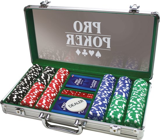 Tactic Pro Poker Set – Pokerset – Luxe Aluminium Koffer – 300 Chips van 11,5 gram – Inclusief Kaarten, Dobbelstenen en Dealer Button – Vanaf 14 Jaar