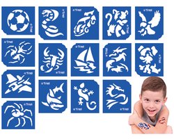 Sjabloonset voor Jongens - 15 Stuks voor Glittertattoos en Schmink 1 Stuks (TY50107)
