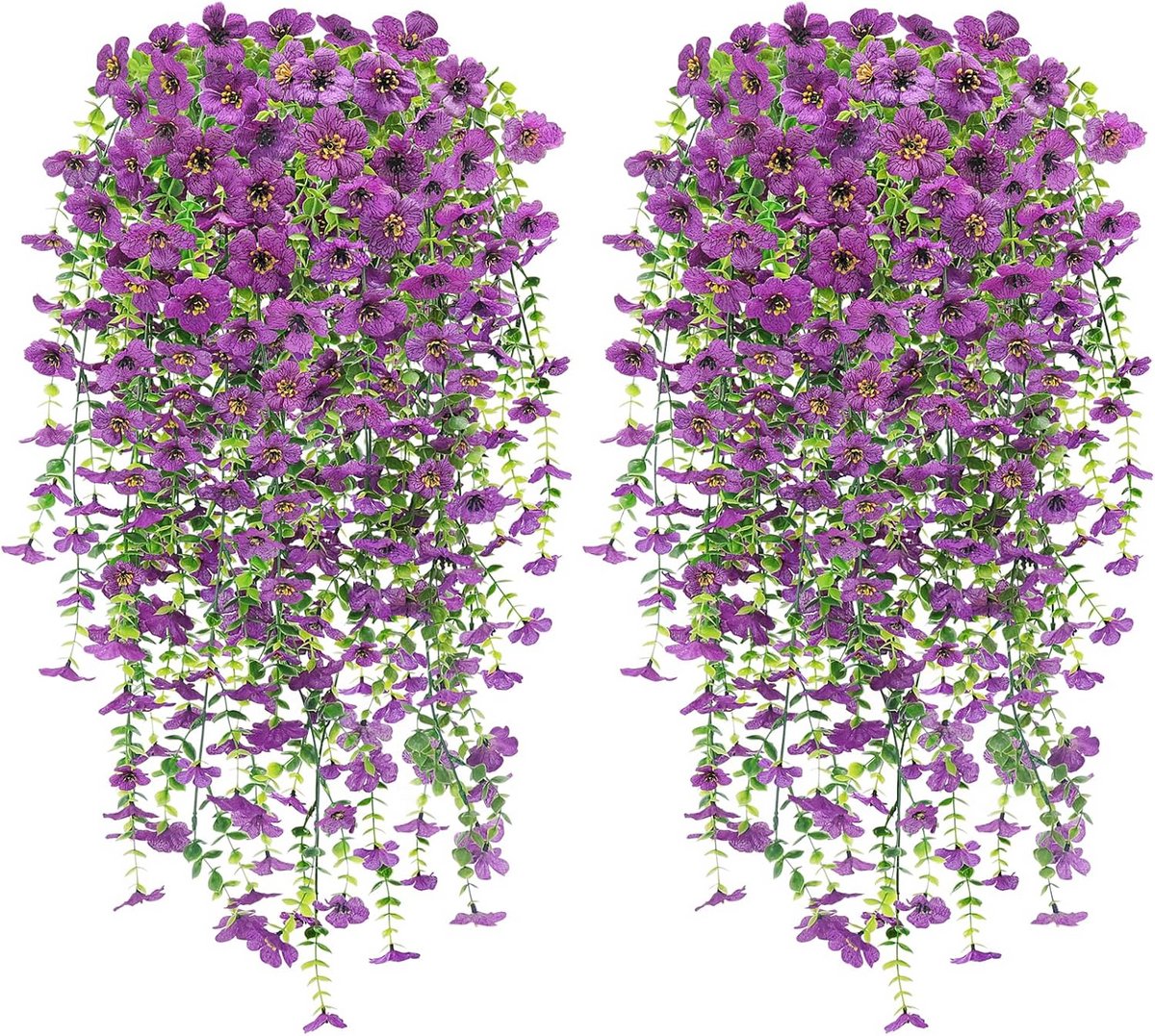 Kunstmatige Hangende Bloemen Paars - 4 Stuks 76 cm - PVC Kunstplanten UV Bestendig - Gesch