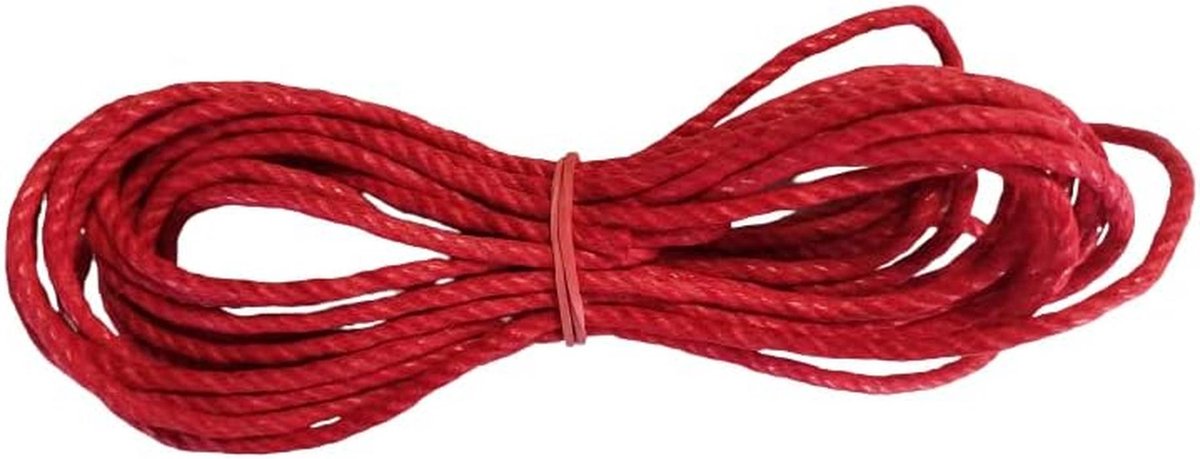 Geparaffineerd Twisted Touw voor Gewichten tot 5 kg – Rood, 5 Meter