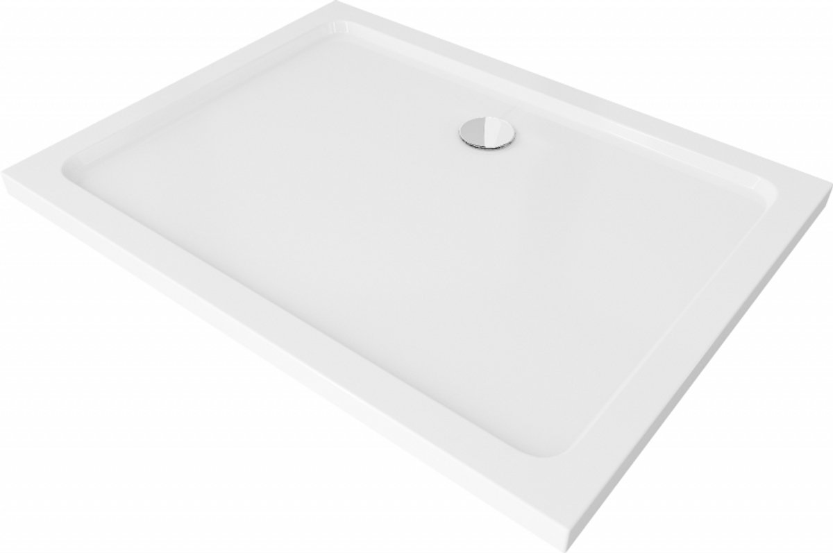 Mexen Flat rechthoekige douchebak slim 140 x 90 , wit, sifon chroom - 40109014