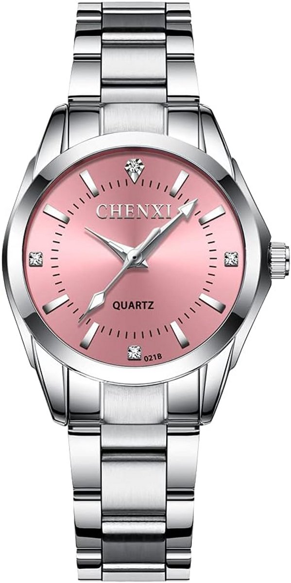 Elegant Dameshorloge Zilver Kleur - Klassiek Analoog Quartz Polshorloge met Stalen Band